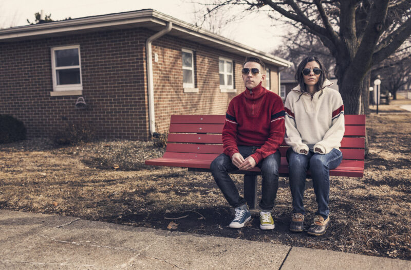 Man & Woman on Park Bench Free Stock Photo