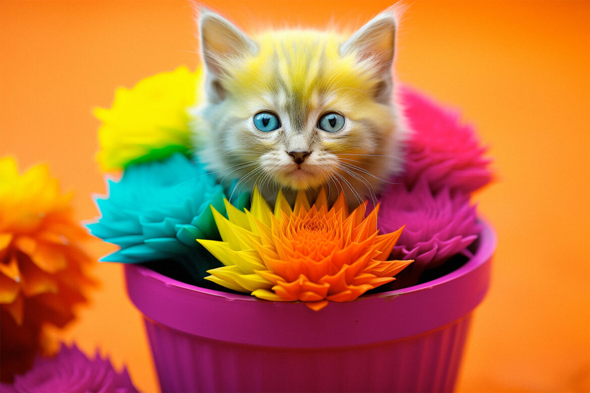 Rainbow Kitten Cat Free Stock Photo