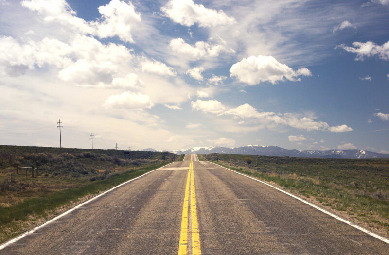 Lonely Road with Blue Sky Free Stock Photo