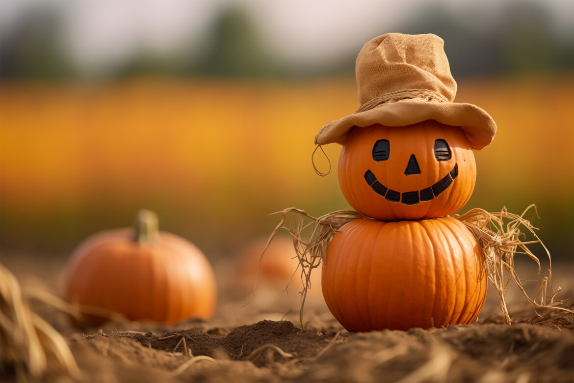 Happy Pumpkin Scarecrow Free Stock Photo